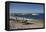 Bench on Beach with Waves, Monterey Peninsula, California Coast-Sheila Haddad-Framed Premier Image Canvas