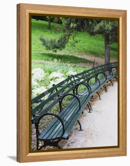 Benches, Central Park, Manhattan-Amanda Hall-Framed Premier Image Canvas