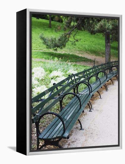Benches, Central Park, Manhattan-Amanda Hall-Framed Premier Image Canvas