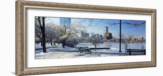 Benches in a Park, Charles River Park, Boston, Massachusetts, USA-null-Framed Photographic Print