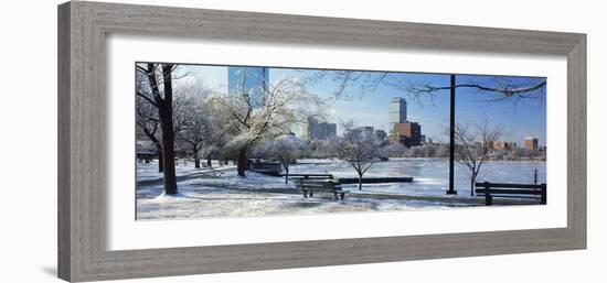 Benches in a Park, Charles River Park, Boston, Massachusetts, USA-null-Framed Photographic Print