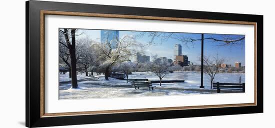 Benches in a Park, Charles River Park, Boston, Massachusetts, USA-null-Framed Photographic Print