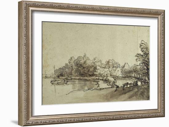 Bend in the Amstel Near Kostverloren House, Early 1650s-Rembrandt van Rijn-Framed Giclee Print