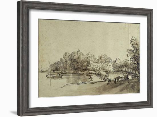 Bend in the Amstel Near Kostverloren House, Early 1650s-Rembrandt van Rijn-Framed Giclee Print