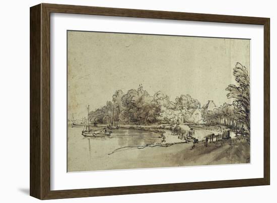 Bend in the Amstel Near Kostverloren House, Early 1650s-Rembrandt van Rijn-Framed Giclee Print