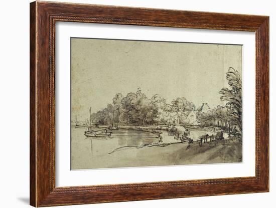 Bend in the Amstel Near Kostverloren House, Early 1650s-Rembrandt van Rijn-Framed Giclee Print