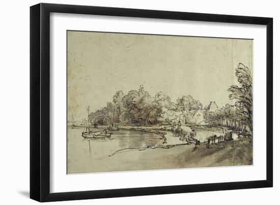 Bend in the Amstel Near Kostverloren House, Early 1650s-Rembrandt van Rijn-Framed Giclee Print