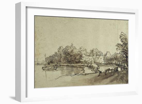 Bend in the Amstel Near Kostverloren House, Early 1650s-Rembrandt van Rijn-Framed Giclee Print