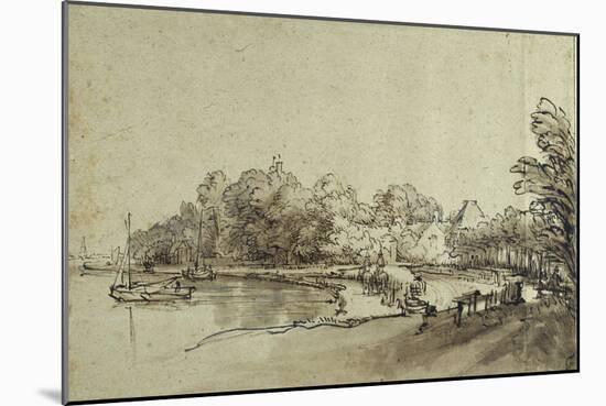 Bend in the Amstel Near Kostverloren House, Early 1650s-Rembrandt van Rijn-Mounted Giclee Print