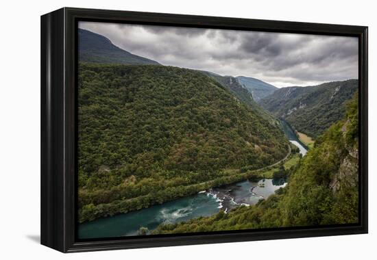 Bend In The Una River From Bosnia Side. River Spans Border Between Bosnia, Herzegovina & Croatia-Karine Aigner-Framed Premier Image Canvas