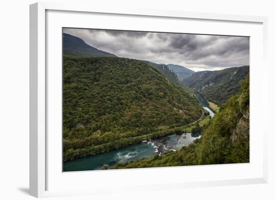 Bend In The Una River From Bosnia Side. River Spans Border Between Bosnia, Herzegovina & Croatia-Karine Aigner-Framed Photographic Print