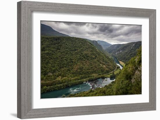 Bend In The Una River From Bosnia Side. River Spans Border Between Bosnia, Herzegovina & Croatia-Karine Aigner-Framed Photographic Print