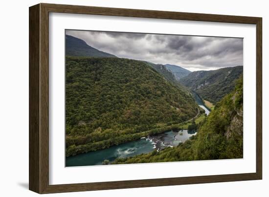 Bend In The Una River From Bosnia Side. River Spans Border Between Bosnia, Herzegovina & Croatia-Karine Aigner-Framed Photographic Print