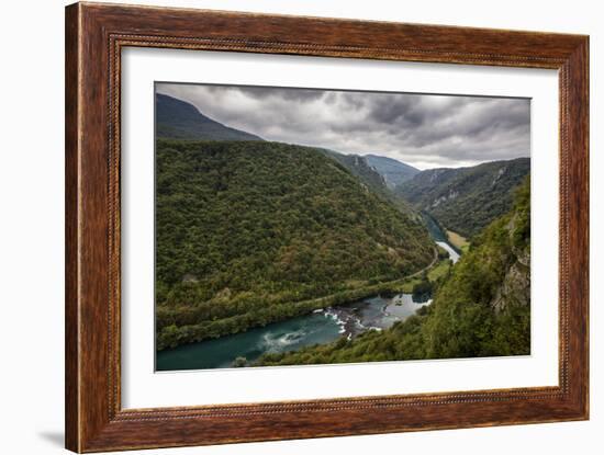 Bend In The Una River From Bosnia Side. River Spans Border Between Bosnia, Herzegovina & Croatia-Karine Aigner-Framed Photographic Print