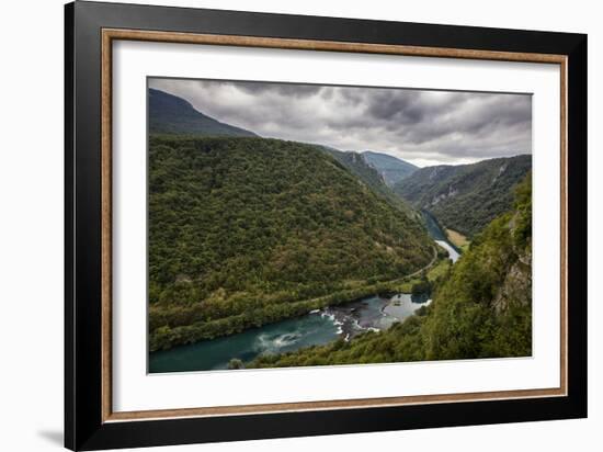 Bend In The Una River From Bosnia Side. River Spans Border Between Bosnia, Herzegovina & Croatia-Karine Aigner-Framed Photographic Print