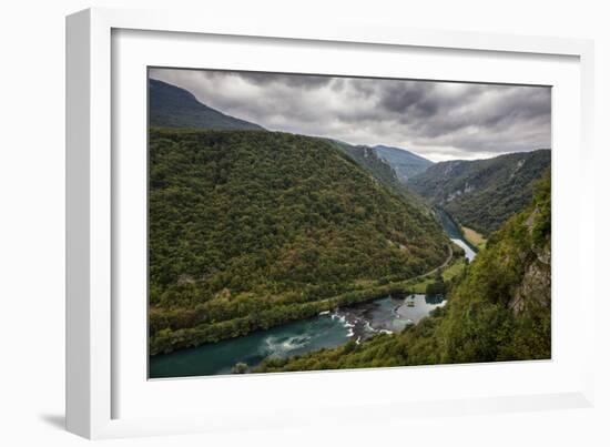 Bend In The Una River From Bosnia Side. River Spans Border Between Bosnia, Herzegovina & Croatia-Karine Aigner-Framed Photographic Print