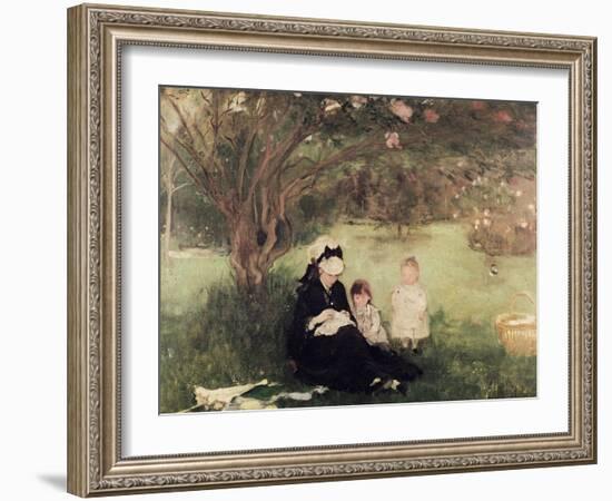 Beneath the Lilac at Maurecourt, 1874-Berthe Morisot-Framed Giclee Print