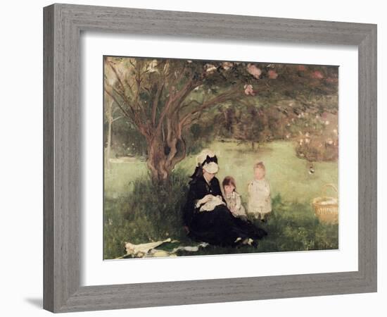 Beneath the Lilac at Maurecourt, 1874-Berthe Morisot-Framed Giclee Print