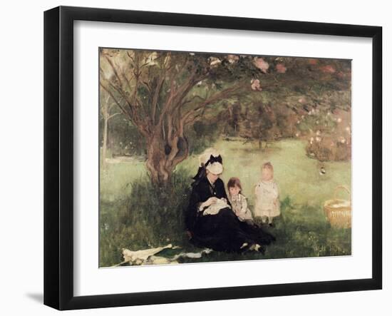 Beneath the Lilac at Maurecourt, 1874-Berthe Morisot-Framed Giclee Print