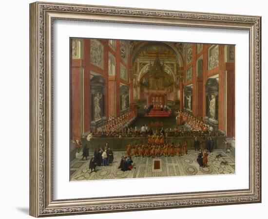 Benedict XIII Presiding over the Provincial Roman Synod of 1725, Basilica of St. John Lateran, 1725-Pier Leone Ghezzi-Framed Giclee Print