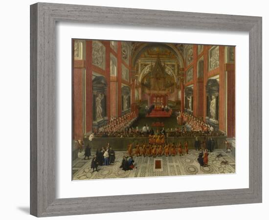 Benedict XIII Presiding over the Provincial Roman Synod of 1725, Basilica of St. John Lateran, 1725-Pier Leone Ghezzi-Framed Giclee Print