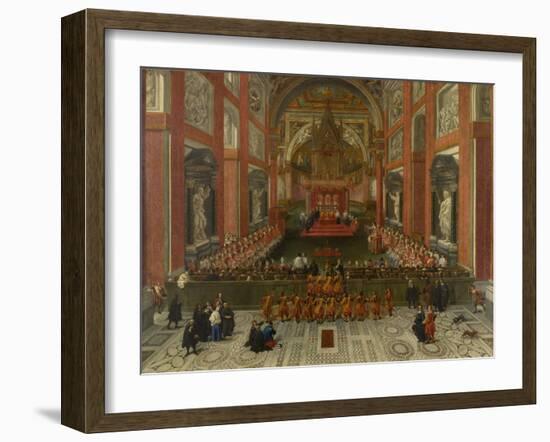 Benedict XIII Presiding over the Provincial Roman Synod of 1725, Basilica of St. John Lateran, 1725-Pier Leone Ghezzi-Framed Giclee Print