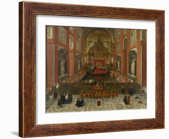 Benedict XIII Presiding over the Provincial Roman Synod of 1725, Basilica of St. John Lateran, 1725-Pier Leone Ghezzi-Framed Giclee Print