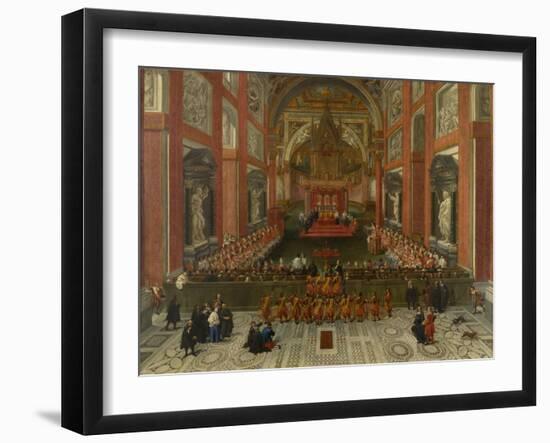 Benedict XIII Presiding over the Provincial Roman Synod of 1725, Basilica of St. John Lateran, 1725-Pier Leone Ghezzi-Framed Giclee Print