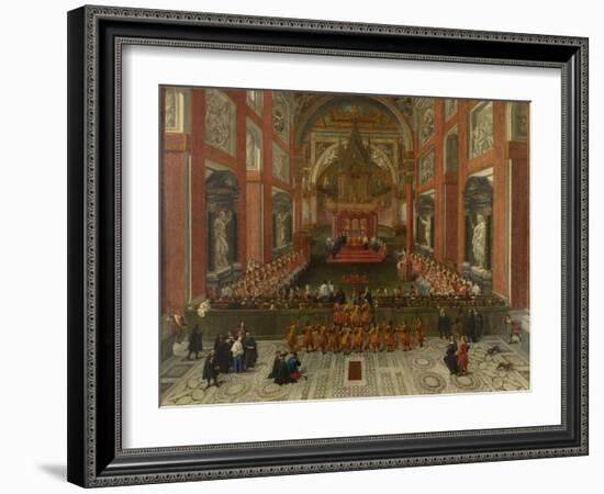 Benedict XIII Presiding over the Provincial Roman Synod of 1725, Basilica of St. John Lateran, 1725-Pier Leone Ghezzi-Framed Giclee Print