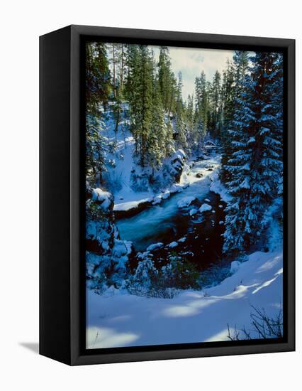 Benham Falls on the Deschutes River in winter, Newberry National Volcanic Monument, Oregon, USA-null-Framed Premier Image Canvas