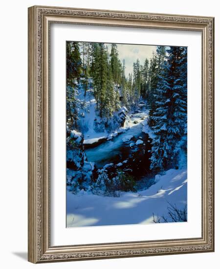 Benham Falls on the Deschutes River in winter, Newberry National Volcanic Monument, Oregon, USA-null-Framed Photographic Print