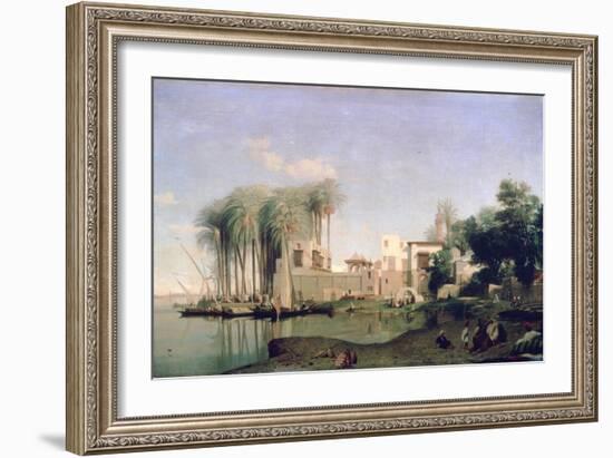 Beni Suef on the Nile, 19th Century-Prosper Georges Antoine Marilhat-Framed Giclee Print