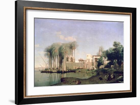 Beni Suef on the Nile, 19th Century-Prosper Georges Antoine Marilhat-Framed Giclee Print