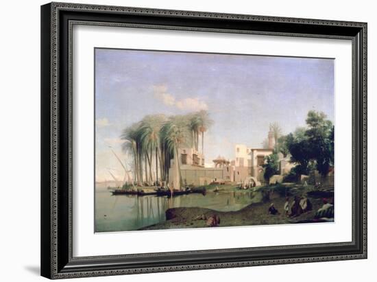 Beni Suef on the Nile, 19th Century-Prosper Georges Antoine Marilhat-Framed Giclee Print