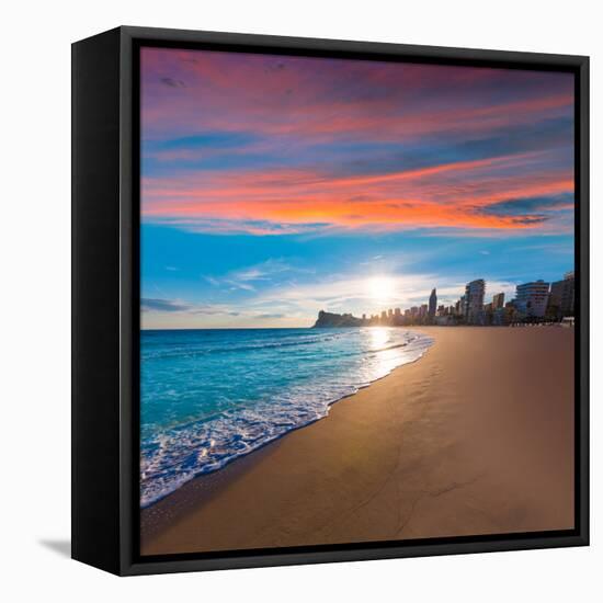 Benidorm Alicante Playa De Poniente Beach Sunset in Spain Valencian Community-holbox-Framed Premier Image Canvas