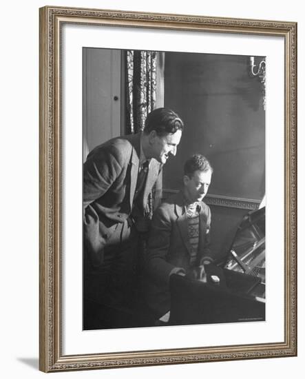 Benjamin Britten Rehearsing with Peter Pears-George Rodger-Framed Premium Photographic Print