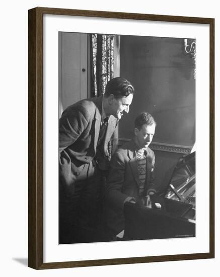 Benjamin Britten Rehearsing with Peter Pears-George Rodger-Framed Premium Photographic Print