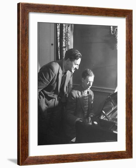 Benjamin Britten Rehearsing with Peter Pears-George Rodger-Framed Premium Photographic Print