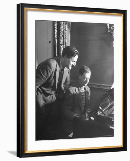 Benjamin Britten Rehearsing with Peter Pears-George Rodger-Framed Premium Photographic Print