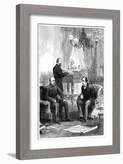 Benjamin Disraeli (1804-188) Meeting with Otto Von Bismarck (1815-189), Berlin, 1878-null-Framed Giclee Print