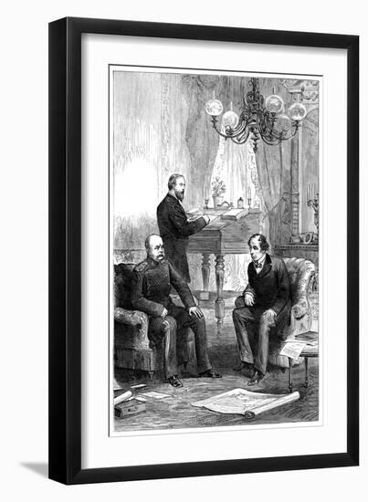 Benjamin Disraeli (1804-188) Meeting with Otto Von Bismarck (1815-189), Berlin, 1878-null-Framed Giclee Print