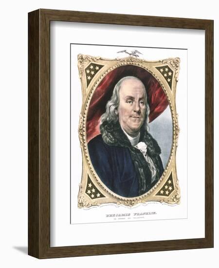 Benjamin Franklin, American Statesman, Printer and Scientist, 19th Century-Currier & Ives-Framed Giclee Print