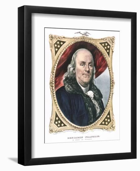 Benjamin Franklin, American Statesman, Printer and Scientist, 19th Century-Currier & Ives-Framed Giclee Print