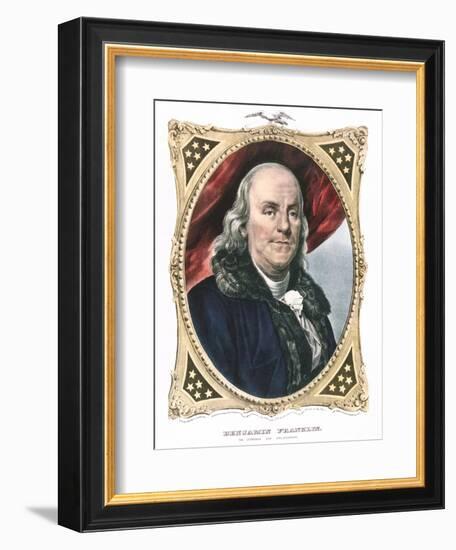 Benjamin Franklin, American Statesman, Printer and Scientist, 19th Century-Currier & Ives-Framed Giclee Print