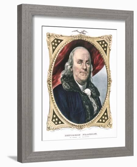 Benjamin Franklin, American Statesman, Printer and Scientist, 19th Century-Currier & Ives-Framed Giclee Print