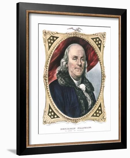 Benjamin Franklin, American Statesman, Printer and Scientist, 19th Century-Currier & Ives-Framed Giclee Print