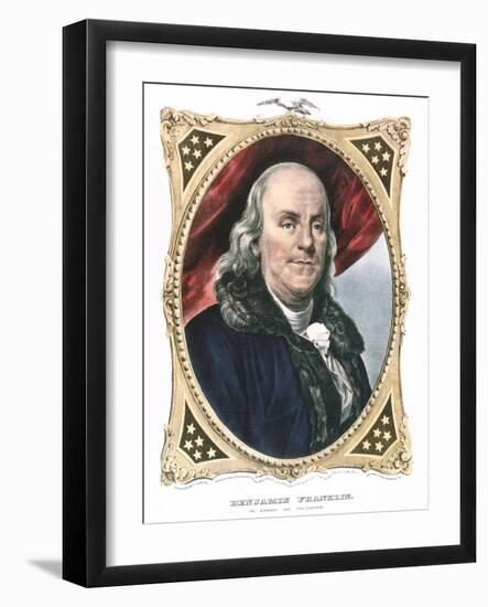 Benjamin Franklin, American Statesman, Printer and Scientist, 19th Century-Currier & Ives-Framed Giclee Print