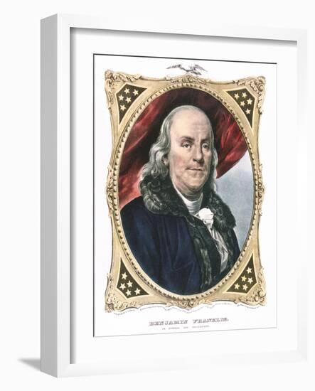 Benjamin Franklin, American Statesman, Printer and Scientist, 19th Century-Currier & Ives-Framed Giclee Print