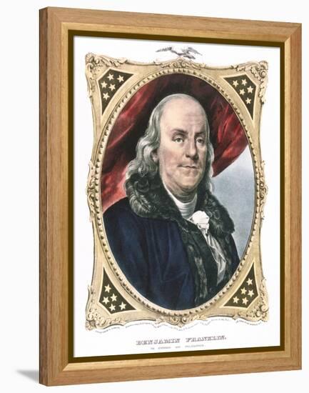 Benjamin Franklin, American Statesman, Printer and Scientist, 19th Century-Currier & Ives-Framed Premier Image Canvas