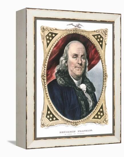 Benjamin Franklin, American Statesman, Printer and Scientist, 19th Century-Currier & Ives-Framed Premier Image Canvas